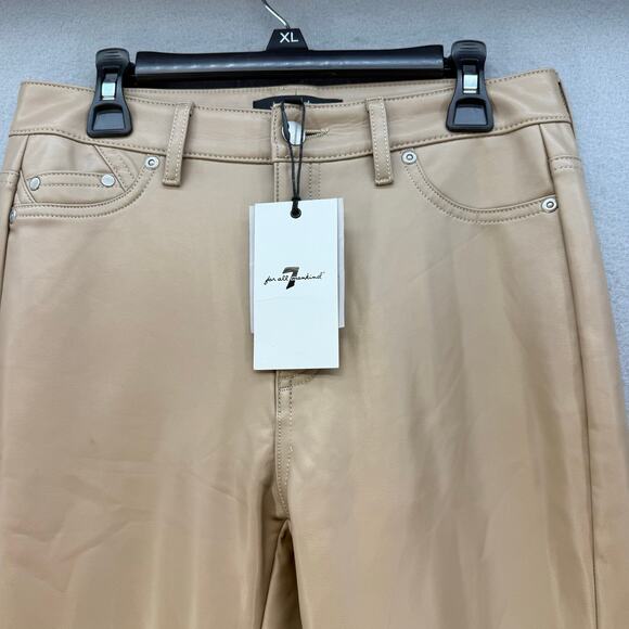 7 For All Mankind Pants Women's XS Tan Faux Leather Preppy Business Casual NWT - Picture 6 of 15